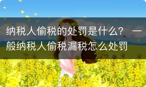 纳税人偷税的处罚是什么？ 一般纳税人偷税漏税怎么处罚