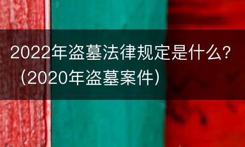 2022年盗墓法律规定是什么？（2020年盗墓案件）