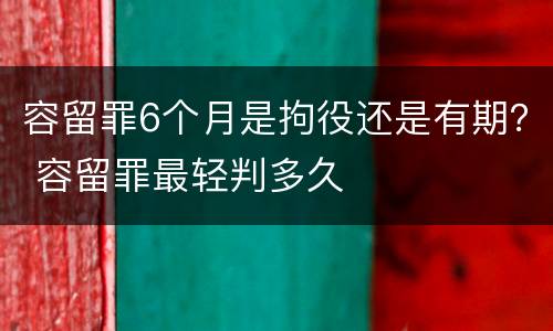 容留罪6个月是拘役还是有期？ 容留罪最轻判多久