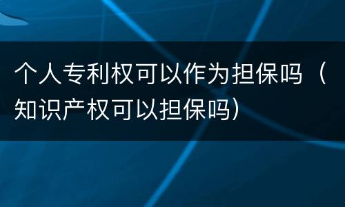 个人专利权可以作为担保吗（知识产权可以担保吗）