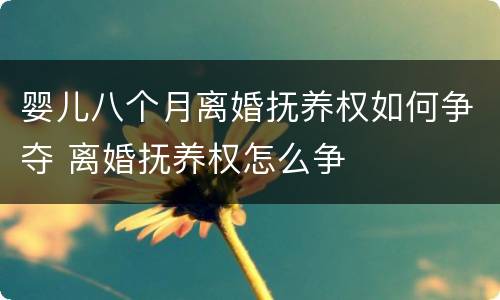 婴儿八个月离婚抚养权如何争夺 离婚抚养权怎么争