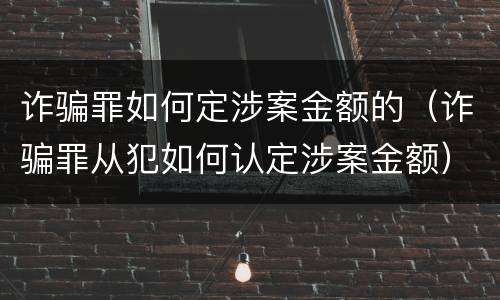 诈骗罪如何定涉案金额的（诈骗罪从犯如何认定涉案金额）