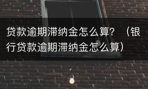 贷款逾期滞纳金怎么算？（银行贷款逾期滞纳金怎么算）