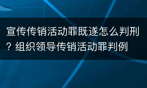 宣传传销活动罪既遂怎么判刑? 组织领导传销活动罪判例