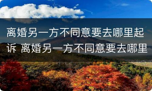 离婚另一方不同意要去哪里起诉 离婚另一方不同意要去哪里起诉呢