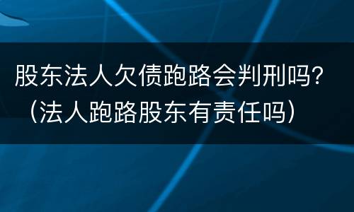 股东法人欠债跑路会判刑吗？（法人跑路股东有责任吗）