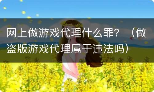 网上做游戏代理什么罪？（做盗版游戏代理属于违法吗）