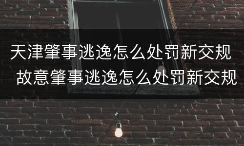 天津肇事逃逸怎么处罚新交规 故意肇事逃逸怎么处罚新交规