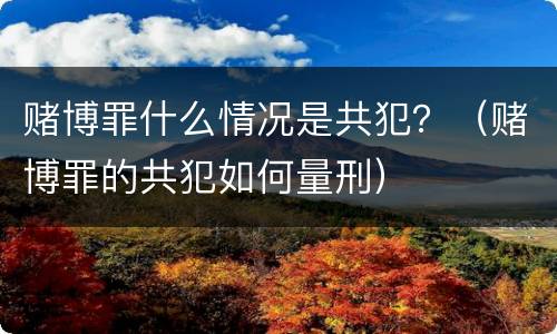 赌博罪什么情况是共犯？（赌博罪的共犯如何量刑）