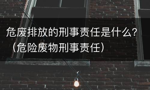 危废排放的刑事责任是什么？（危险废物刑事责任）