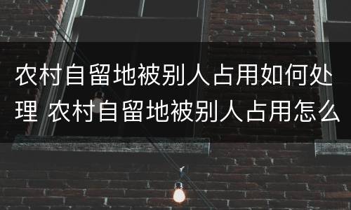 农村自留地被别人占用如何处理 农村自留地被别人占用怎么样要回