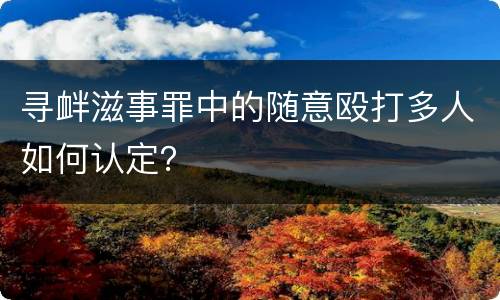 寻衅滋事罪中的随意殴打多人如何认定？
