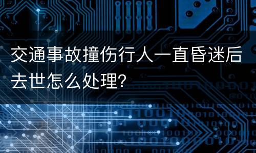 交通事故撞伤行人一直昏迷后去世怎么处理？