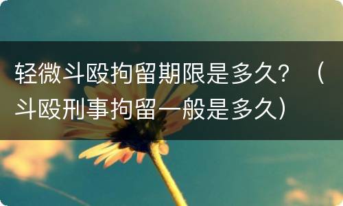轻微斗殴拘留期限是多久？（斗殴刑事拘留一般是多久）