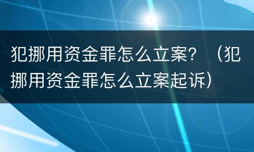 犯挪用资金罪怎么立案？（犯挪用资金罪怎么立案起诉）