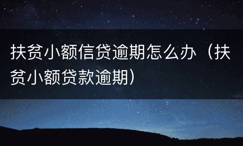 扶贫小额信贷逾期怎么办（扶贫小额贷款逾期）