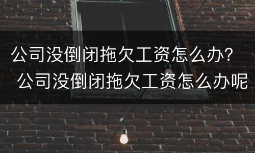 公司没倒闭拖欠工资怎么办？ 公司没倒闭拖欠工资怎么办呢