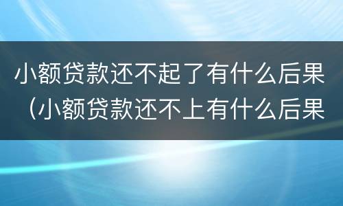 小额贷款还不起了有什么后果（小额贷款还不上有什么后果）