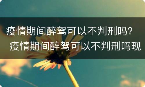 疫情期间醉驾可以不判刑吗？ 疫情期间醉驾可以不判刑吗现在