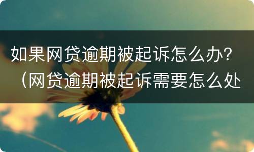 如果网贷逾期被起诉怎么办？（网贷逾期被起诉需要怎么处理）