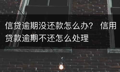 信贷逾期没还款怎么办？ 信用贷款逾期不还怎么处理