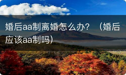 婚后aa制离婚怎么办？（婚后应该aa制吗）