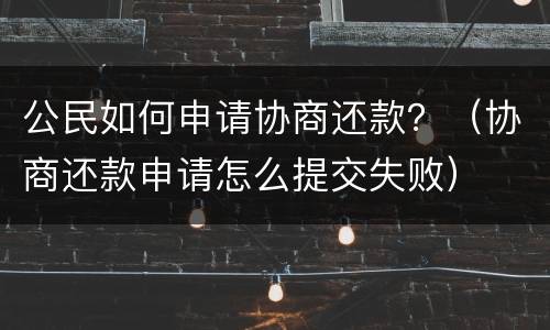 公民如何申请协商还款？（协商还款申请怎么提交失败）