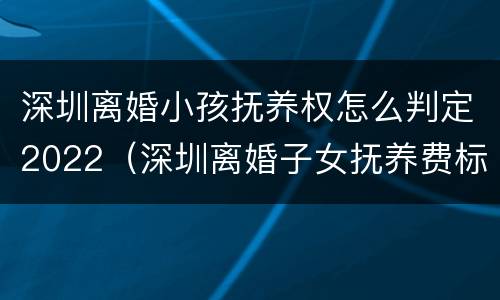 深圳离婚小孩抚养权怎么判定2022（深圳离婚子女抚养费标准）