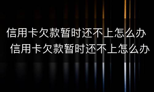 信用卡欠款暂时还不上怎么办 信用卡欠款暂时还不上怎么办呢