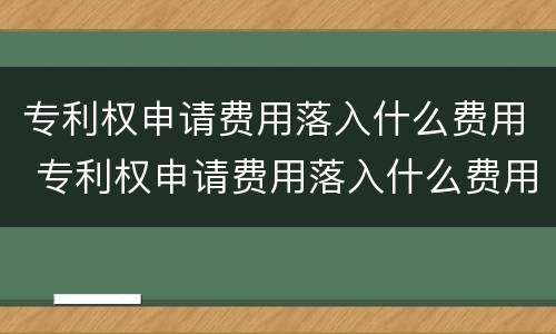 专利权申请费用落入什么费用 专利权申请费用落入什么费用科目
