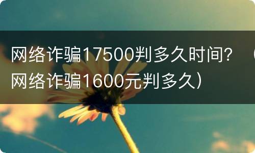 网络诈骗17500判多久时间？（网络诈骗1600元判多久）