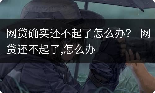 网贷确实还不起了怎么办？ 网贷还不起了,怎么办