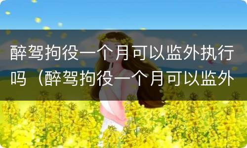 醉驾拘役一个月可以监外执行吗（醉驾拘役一个月可以监外执行吗视频）