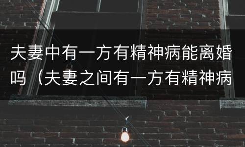 夫妻中有一方有精神病能离婚吗（夫妻之间有一方有精神病能不能离婚）