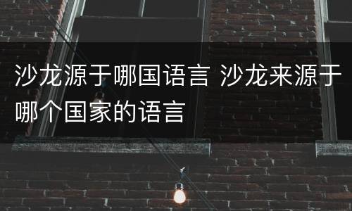 沙龙源于哪国语言 沙龙来源于哪个国家的语言