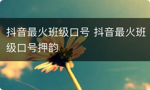 抖音最火班级口号 抖音最火班级口号押韵