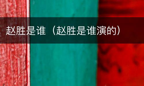 赵胜是谁（赵胜是谁演的）