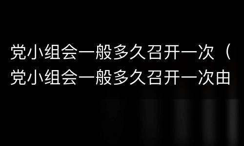 党小组会一般多久召开一次（党小组会一般多久召开一次由党小组组长召集并主持）