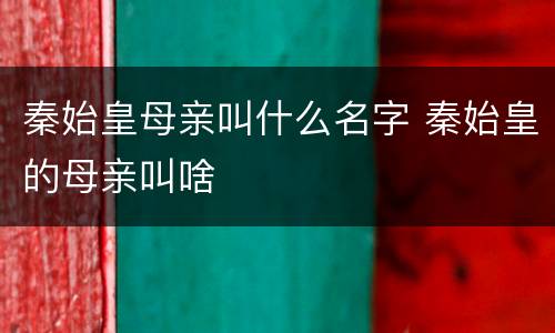 秦始皇母亲叫什么名字 秦始皇的母亲叫啥