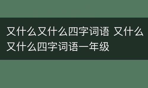 又什么又什么四字词语 又什么又什么四字词语一年级