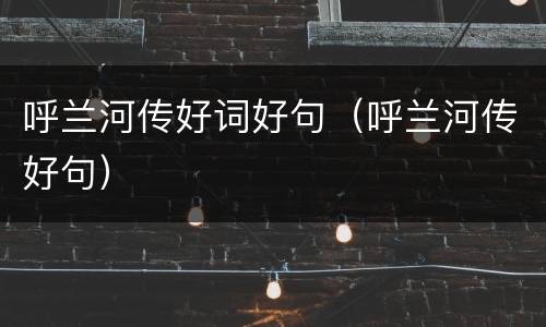 呼兰河传好词好句（呼兰河传好句）