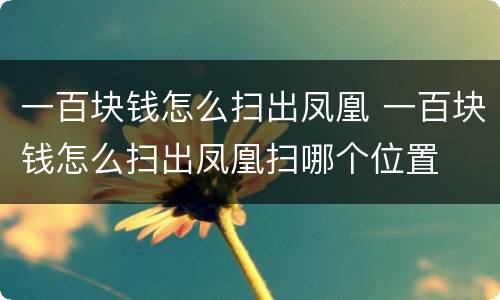 一百块钱怎么扫出凤凰 一百块钱怎么扫出凤凰扫哪个位置
