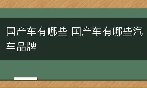 国产车有哪些 国产车有哪些汽车品牌