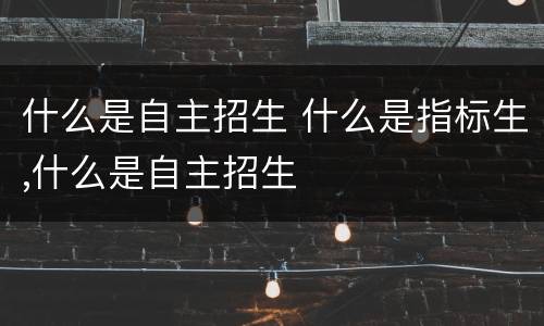 什么是自主招生 什么是指标生,什么是自主招生