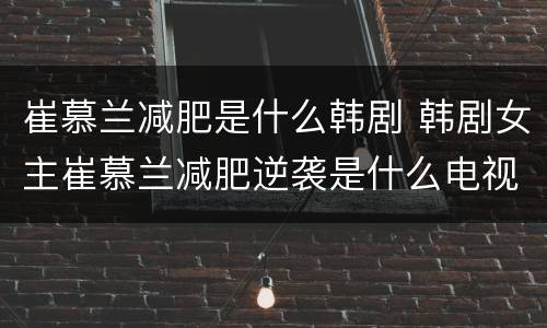 崔慕兰减肥是什么韩剧 韩剧女主崔慕兰减肥逆袭是什么电视剧