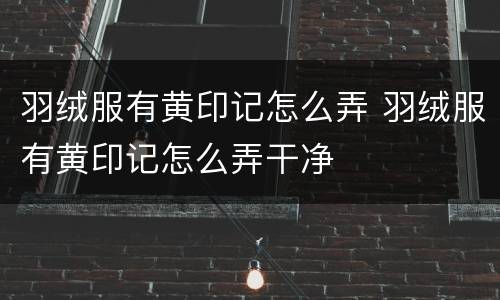 羽绒服有黄印记怎么弄 羽绒服有黄印记怎么弄干净