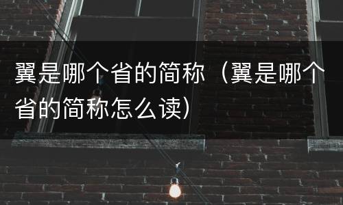 翼是哪个省的简称（翼是哪个省的简称怎么读）