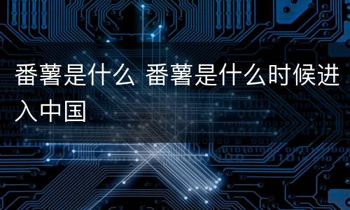 番薯是什么 番薯是什么时候进入中国