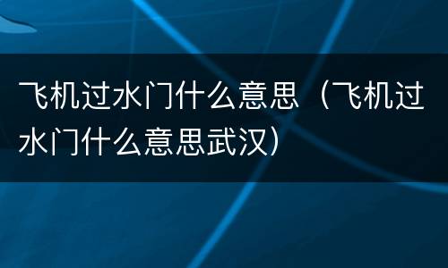飞机过水门什么意思（飞机过水门什么意思武汉）