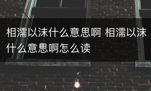 相濡以沫什么意思啊 相濡以沫什么意思啊怎么读